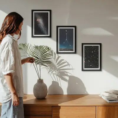 Set 3 tablouri cu spațiu, galaxie, constelația Racului și stele