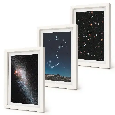 Set 3 tablouri cu peisaje cosmice ale galaxiilor și constelației Scorpionului
