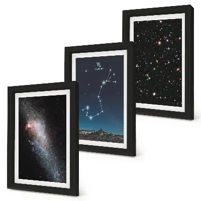 Set 3 tablouri cu peisaje cosmice ale galaxiilor și constelației Scorpionului