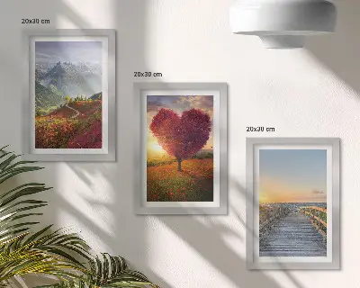 Galerie de perete peisaje montane cu dig de copac în formă de inimă