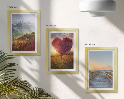 Galerie de perete peisaje montane cu dig de copac în formă de inimă