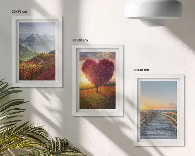 Galerie de perete peisaje montane cu dig de copac în formă de inimă