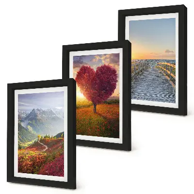 Galerie de perete peisaje montane cu dig de copac în formă de inimă