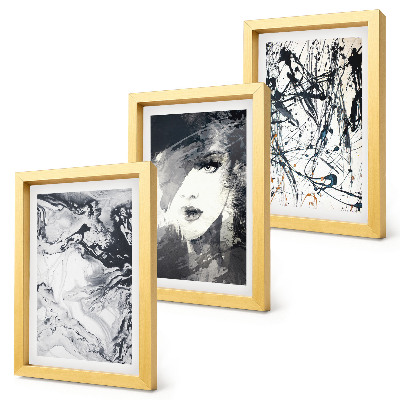 Set 3 tablouri Modele abstracte în nuanțe de alb și negru
