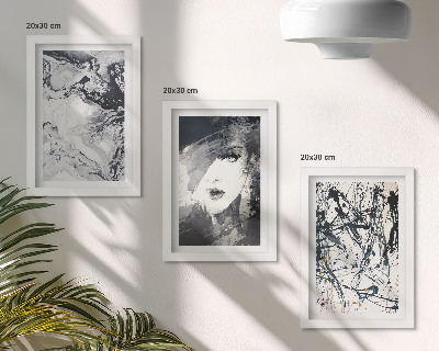 Set 3 tablouri Modele abstracte în nuanțe de alb și negru