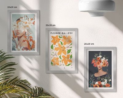 Set 3 tablouri Portrete florale cu buchete și frunze colorate