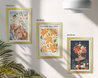 Set 3 tablouri Portrete florale cu buchete și frunze colorate