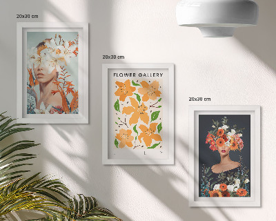 Set 3 tablouri Portrete florale cu buchete și frunze colorate