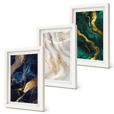 Set 3 tablouri Modele abstracte în nuanțe de albastru și verde