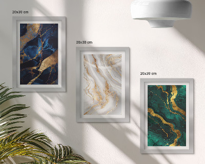 Set 3 tablouri Modele abstracte în nuanțe de albastru și verde