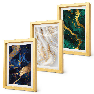 Set 3 tablouri Modele abstracte în nuanțe de albastru și verde