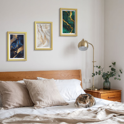 Set 3 tablouri Modele abstracte în nuanțe de albastru și verde