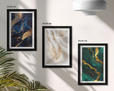 Set 3 tablouri Modele abstracte în nuanțe de albastru și verde