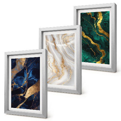 Set 3 tablouri Modele abstracte în nuanțe de albastru și verde
