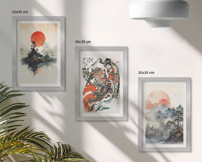Galerie de perete Picturi și portrete peisagistice asiatice în stil Japandi