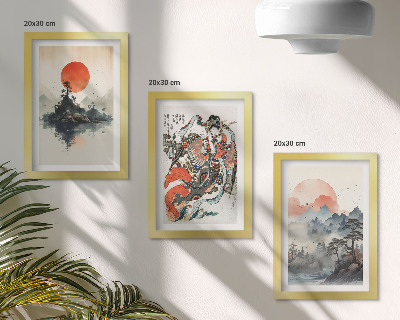 Galerie de perete Picturi și portrete peisagistice asiatice în stil Japandi