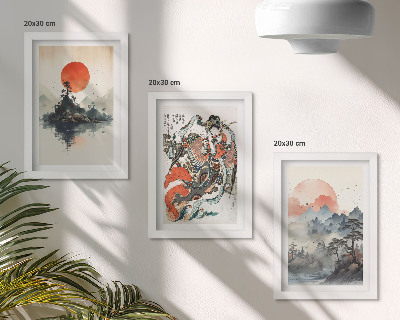 Galerie de perete Picturi și portrete peisagistice asiatice în stil Japandi