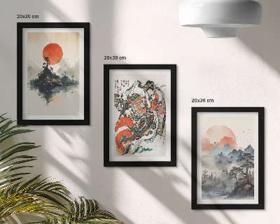 Galerie de perete Picturi și portrete peisagistice asiatice în stil Japandi