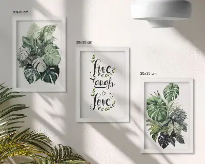 Galerie de perete cu plante și textul trăiește, râde, iubește