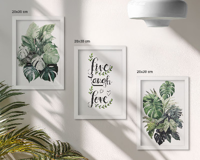 Galerie de perete Plante cu frunze cu cuvintele trăiește, râde, iubește