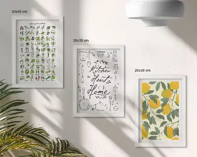 Galerie de perete cu listă de ierburi, semn de bucătărie și lămâi pictate