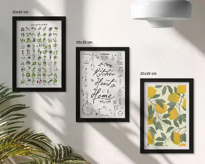 Galerie de perete cu listă de ierburi, semn de bucătărie și lămâi pictate