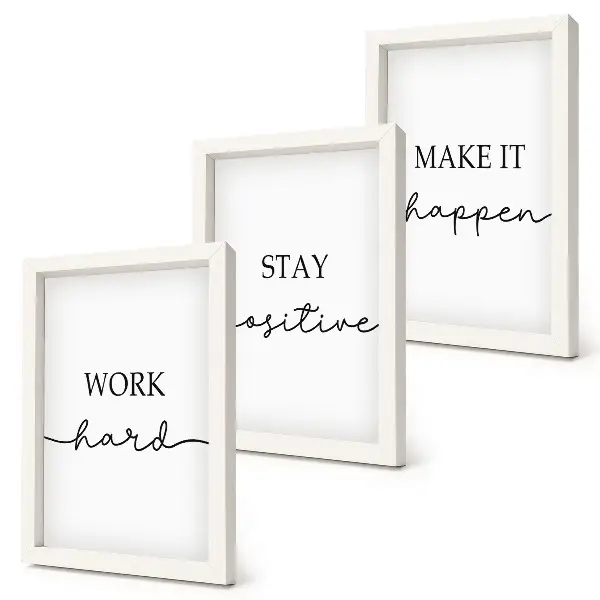 Set de 3 tablouri cu citate motivaționale minimaliste