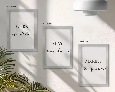 Set de 3 tablouri cu citate motivaționale minimaliste