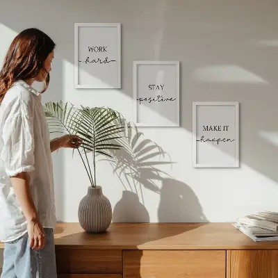 Set de 3 tablouri cu citate motivaționale minimaliste
