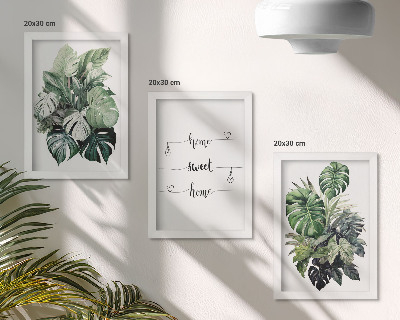 Galerie de perete Acuarelă Monstera Frunze Acasă Dulce Acasă