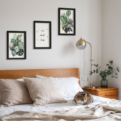 Galerie de perete Acuarelă Monstera Frunze Acasă Dulce Acasă