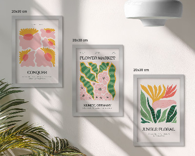 Set 3 tablouri Postere cu flori și frunze în stil modern