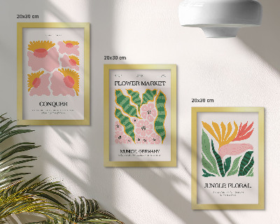 Set 3 tablouri Postere cu flori și frunze în stil modern