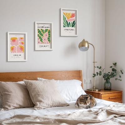 Set 3 tablouri Postere cu flori și frunze în stil modern