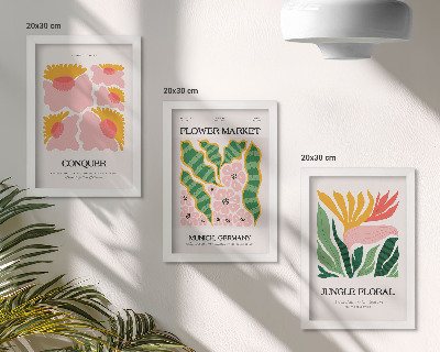 Set 3 tablouri Postere cu flori și frunze în stil modern