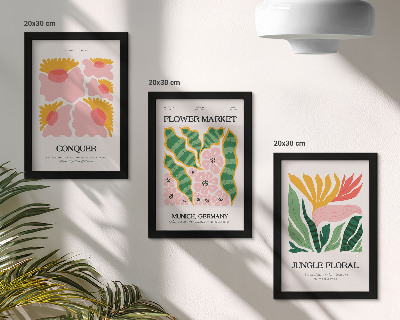 Set 3 tablouri Postere cu flori și frunze în stil modern