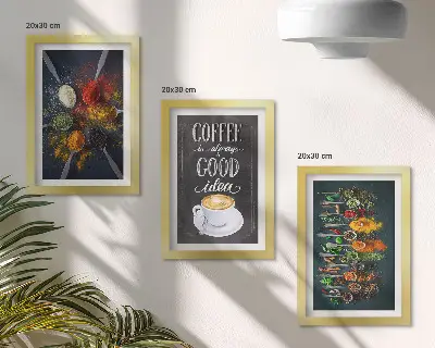 Galerie de perete cu modele de ierburi aromatice pentru cafea