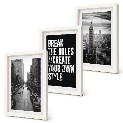 Set 3 tablouri Străzile orașului în alb și negru cu o inscripție inspiratoare