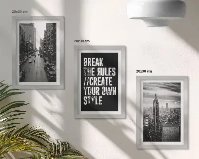 Set 3 tablouri cu străzi urbane în alb și negru și inscripție inspiratoare