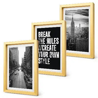 Set 3 tablouri cu străzi urbane în alb și negru și inscripție inspiratoare