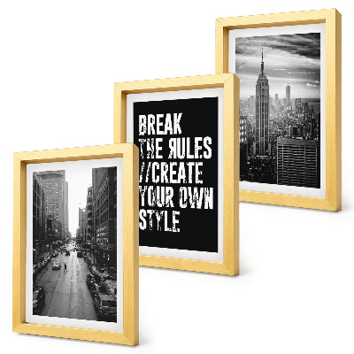 Set 3 tablouri Străzile orașului în alb și negru cu o inscripție inspiratoare