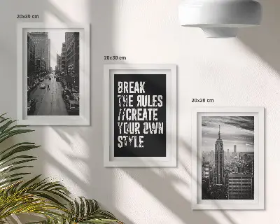 Set 3 tablouri cu străzi urbane în alb și negru și inscripție inspiratoare
