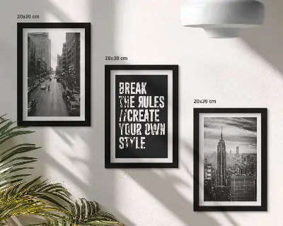 Set 3 tablouri cu străzi urbane în alb și negru și inscripție inspiratoare