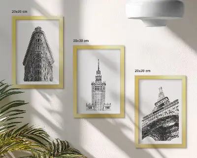 Galerie de perete cu clădiri arhitecturale în minimalism alb-negru