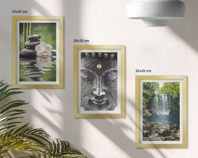 Set 3 tablouri Armonia naturii cu pietre, apă și Buddha
