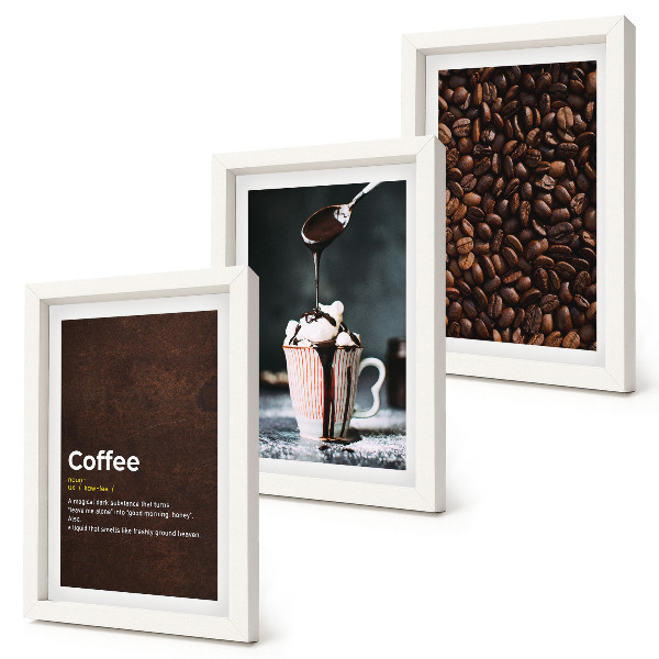 Set 3 tablouri Definiția băuturii cu frișcă din boabe de cafea