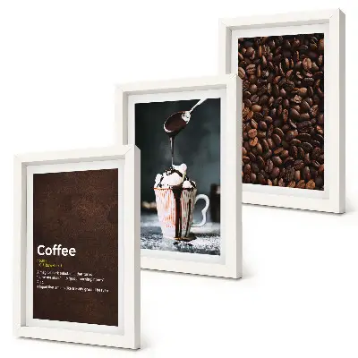 Set de 3 tablouri cu definiția băuturii cu frișcă din boabe de cafea