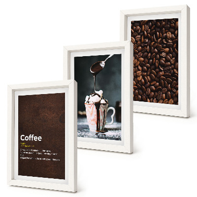 Set 3 tablouri Definiția băuturii cu frișcă din boabe de cafea