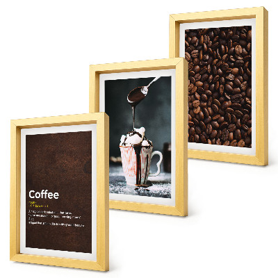 Set 3 tablouri Definiția băuturii cu frișcă din boabe de cafea