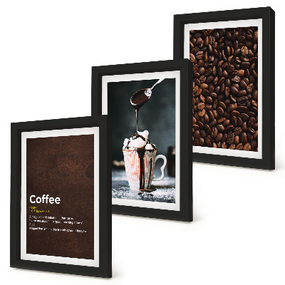 Set 3 tablouri Definiția băuturii cu frișcă din boabe de cafea